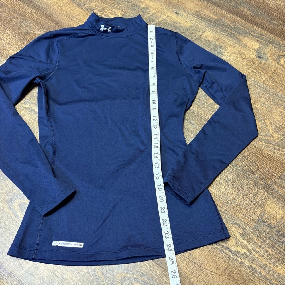 Under armour ColdGear Fitted Mockneck Shirt Women's Medium Blue Base Layer Ski - Picture 5 of 8